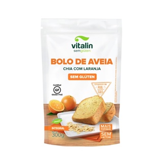 Mistura Integral para Bolo de Aveia, Chia e Laranja Sem Glúten 300g - Vitalin em Oferta na Shopee