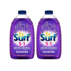 Kit 2 Lava-Roupas Líquido Surf 5 em 1 Lavanda 3L