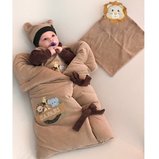 Saída de Maternidade Menino Baby Safari Bege Luxo com Porta Bebê 04 Peças