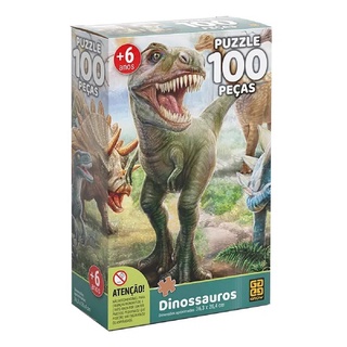Quebra Cabeça 100 Peças Dinossauros 02660 - Grow em Oferta na Shopee