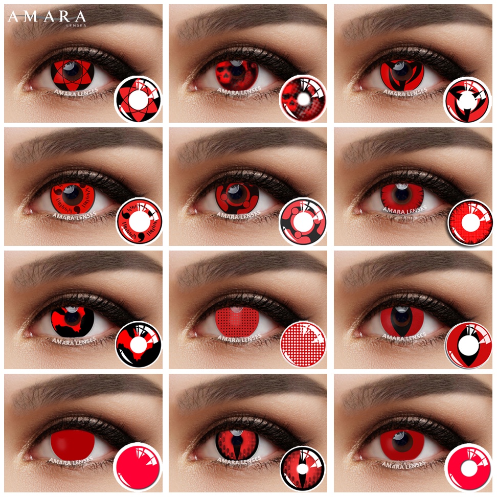 AMARA 2pcs Lentes De Contato De Desenho Naruto Para Cosplay 14.5MM