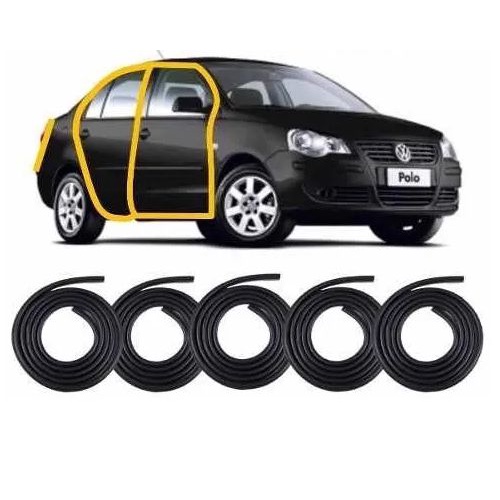 Kit com 4 Borrachas de Porta + 1 Porta Malas Polo Sedan
