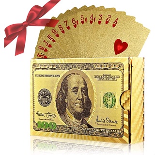 1/2/3 Pcs Baralho Dolar Dourado Ouro Folheado A Prova D'agua Poker Truco Cartas Jogos Para Várias Ocasiões De Festa em Oferta na Shopee