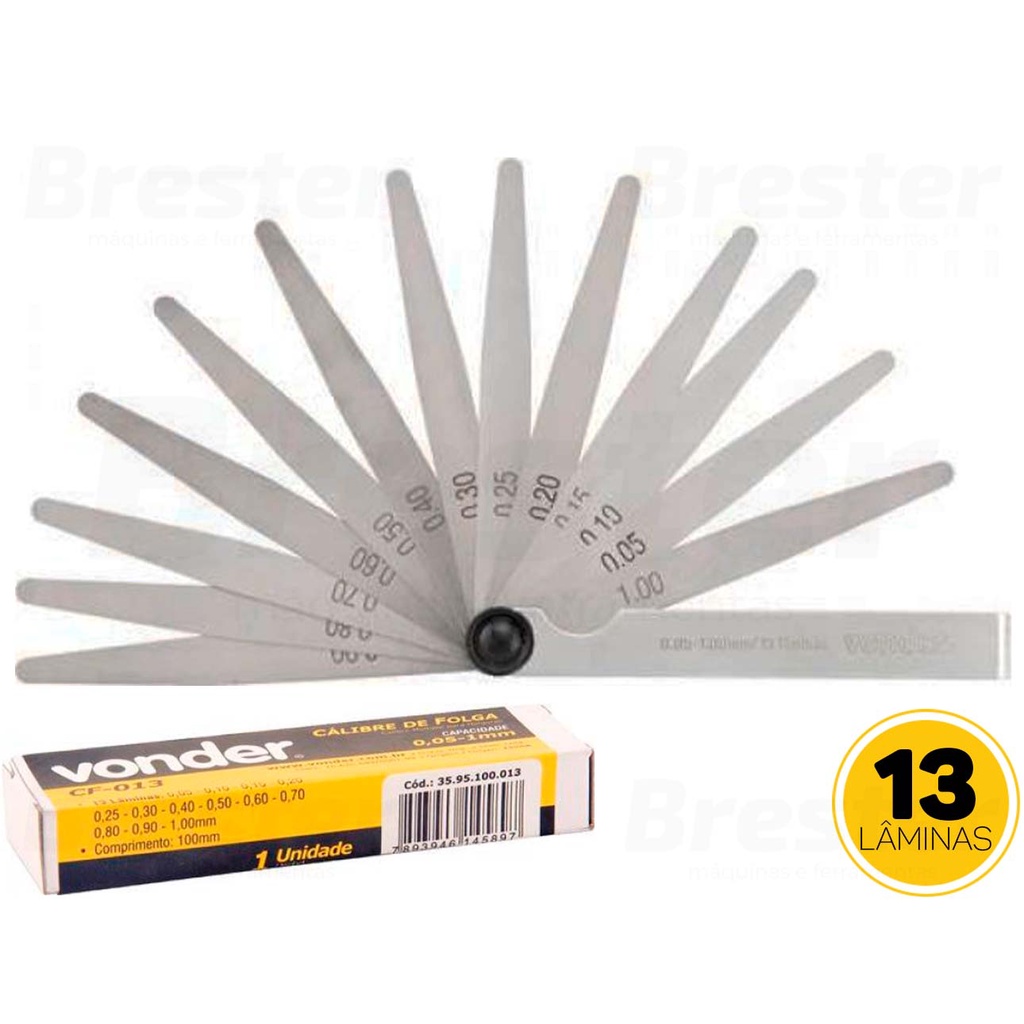 Calibre De Folga Mecânico 13 Lâminas P/ Regulador De Válvulas Vonder - Home & Living