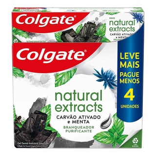 Creme Dental Colgate Natural Extract Carvao Ativado e Menta 4 un 90g cada