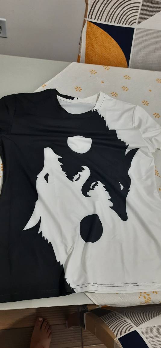 Jobhere Camiseta De Manga Curta Com Gola Redonda Com Estampa De Lobo Yin  Yang | Shopee Brasil