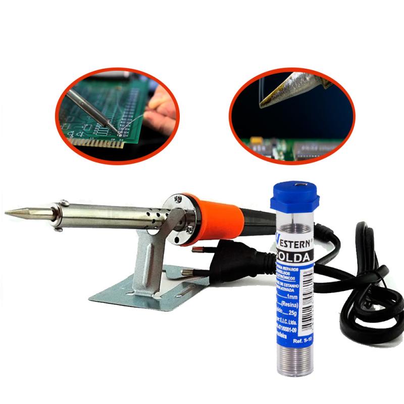 Kit Ferro de Solda 60 Watts G14 + Estanho para Solda em Tubo 4 Metros S-10 WESTERN - Home & Living