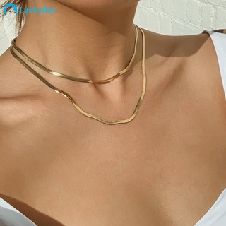 Gargantilha Feminina Com Duas Camadas E Corrente De Ouro Simples Estilo Coreano
