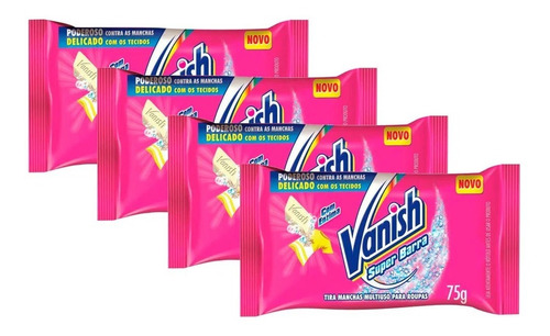 Kit 4 Vanish Alvejante Barra Use Na Maquina De Lavar Roupa Tira Manchas