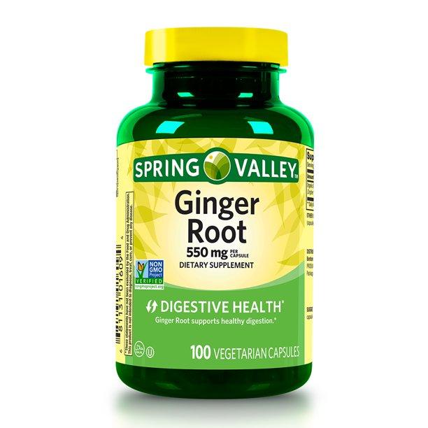 SPRING VALLEY GINGER ROOT 550MG COM 100 CÁPSULAS RAIZ DE GENGIBRE ...