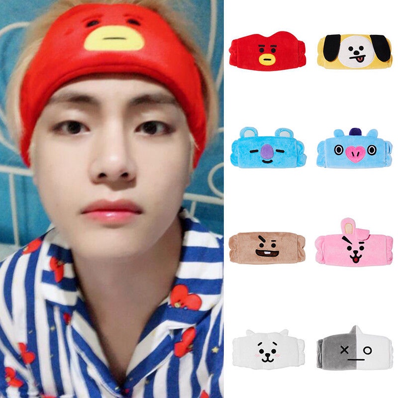 Ready STOCK Kpop BTS BT21 Maquiagem Para Lavagem Da Faixa De Cabelo Fita De Limpeza Cabeça