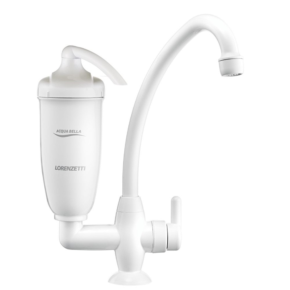 Filtro Purificador de água Lorenzetti Acqua Bella Branco Com Torneira de Mesa