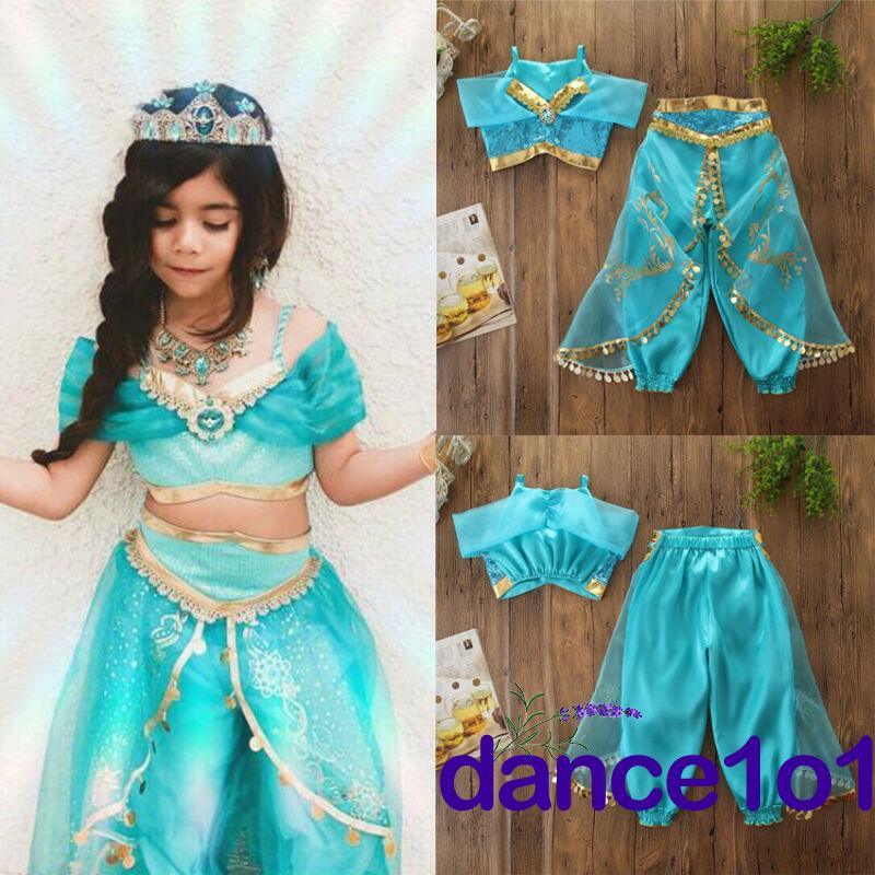 Fantasia Infantil Menina Vestido De Princesa Aladdin Jasmine Cosplay |  Shopee Brasil