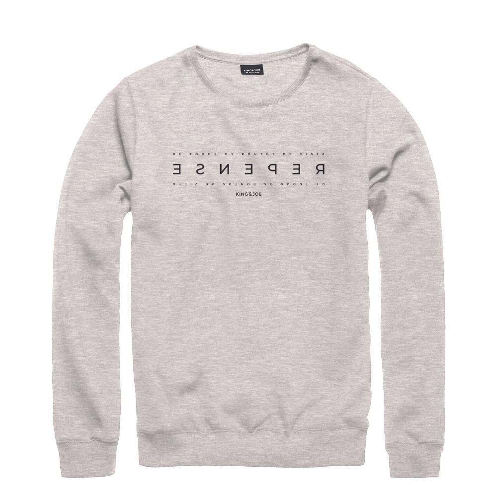 Blusa Moletom Masculino Adulto King & Joe Fechado Mescla Cinza Flanelado