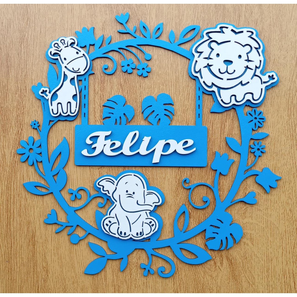 Guirlanda  maternidade safari guirlanda personalizada 25cm