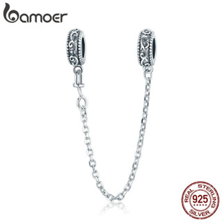 Bamoer 925 Sterling Silver Vintage Vine Safety Chain Charm for Original Silver Bracelet Charms with Silicone Stopper SCC1546 em Oferta na Shopee