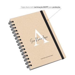 Caderno Feminino Personalizado Plus Areia Sand Nude X Cm Folhas Shopee Brasil