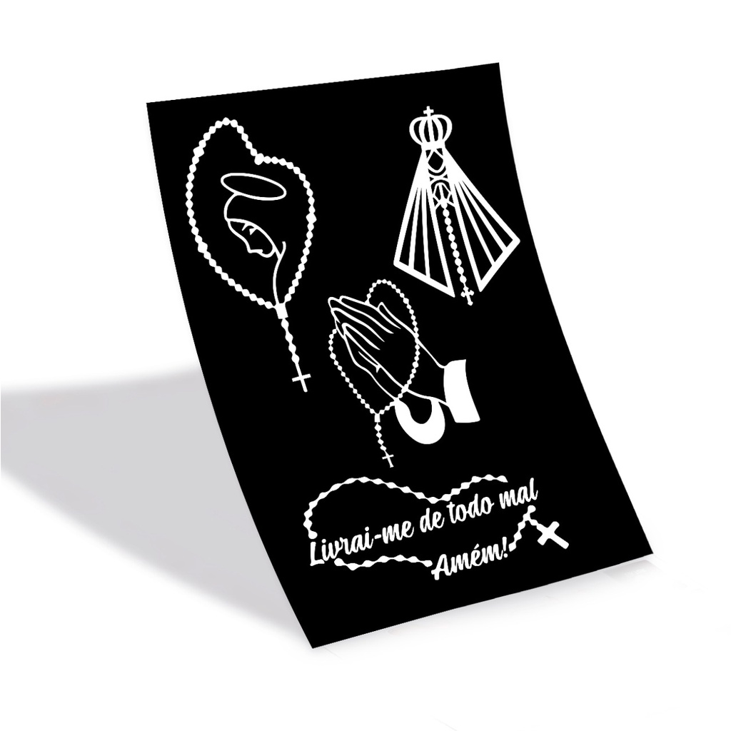 4 Adesivos de recorte branco Nossa Senhora Aparecida Livrai-me de todo o mal AmémCarroMoto Decoração Evangélico Católico em Oferta na Shopee