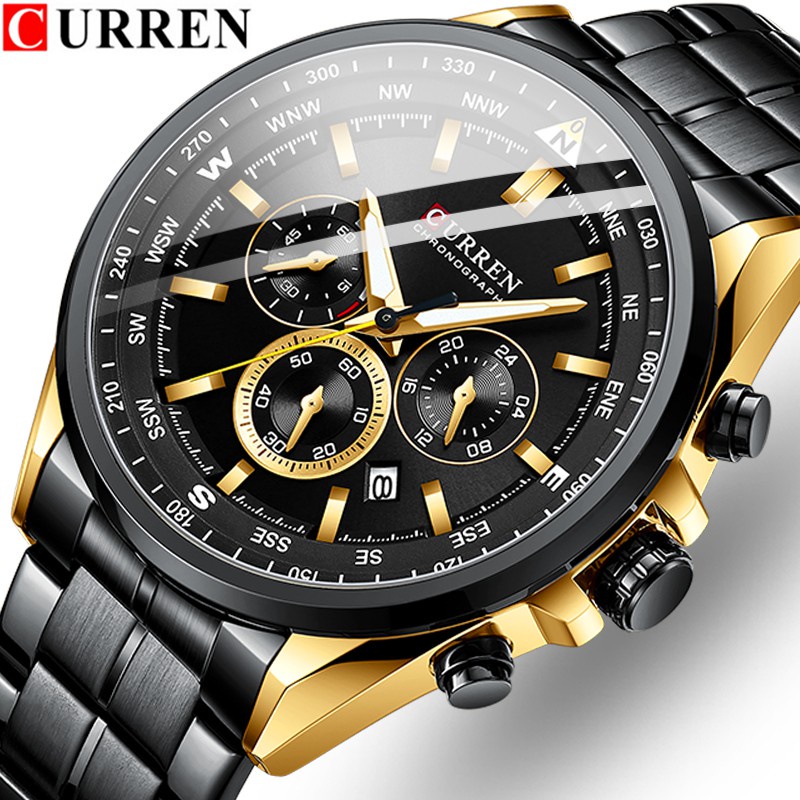 CURREN Relógio Masculino De Quartzo De Aço Inoxidável À Prova D'água Original De Luxo Casual 8399 XG