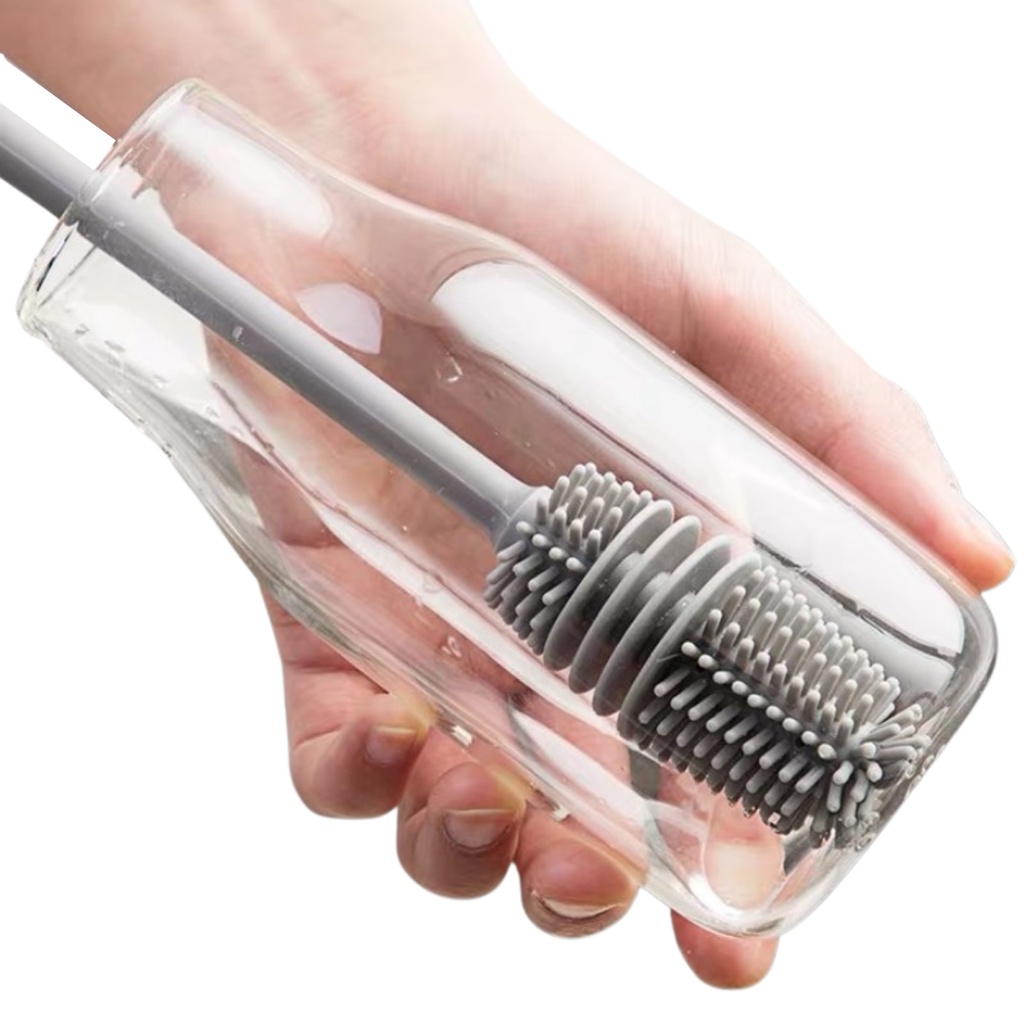 Escova De Lavar Garrafa Mamadeira Copo Taça Silicone em Oferta na Shopee