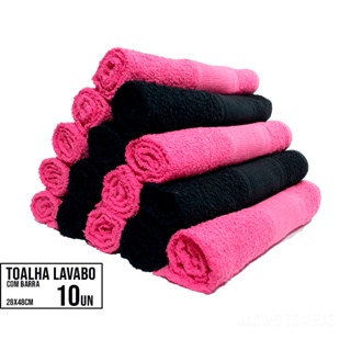 Kit 10 Toalha Lavabo Manicure Salão 28x48 Preto Rosa em Oferta na Shopee