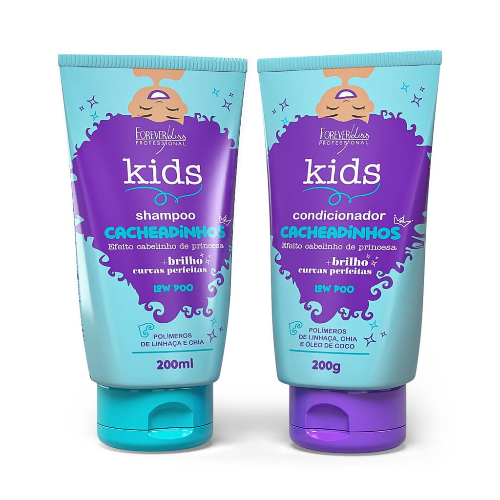 Kit Shampoo e Condicionador Cabelos Cacheados Forever Kids