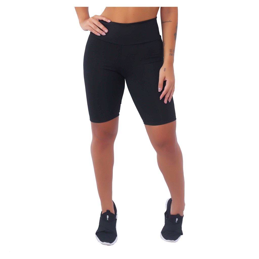 Bermuda Legging Ciclista Feminina Suplex Cintura Alta Fitness Academia Ginástica