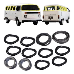 Kit Completo Borrachas Parabrisa Vigia Janelas Kombi Clipper