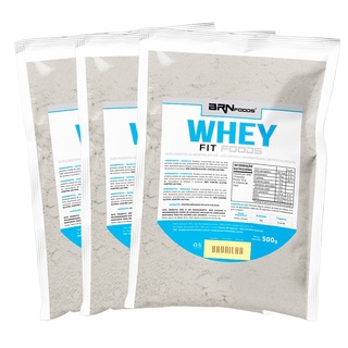 KIT 3x Whey Protein Fit Foods 500g Refil - Suplemento para ganho de massa muscular - BRN Foods