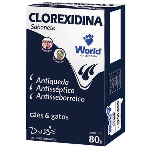 Sabonete Para Cachorro Clorexidina World 80G Antiqueda Antisseborreico