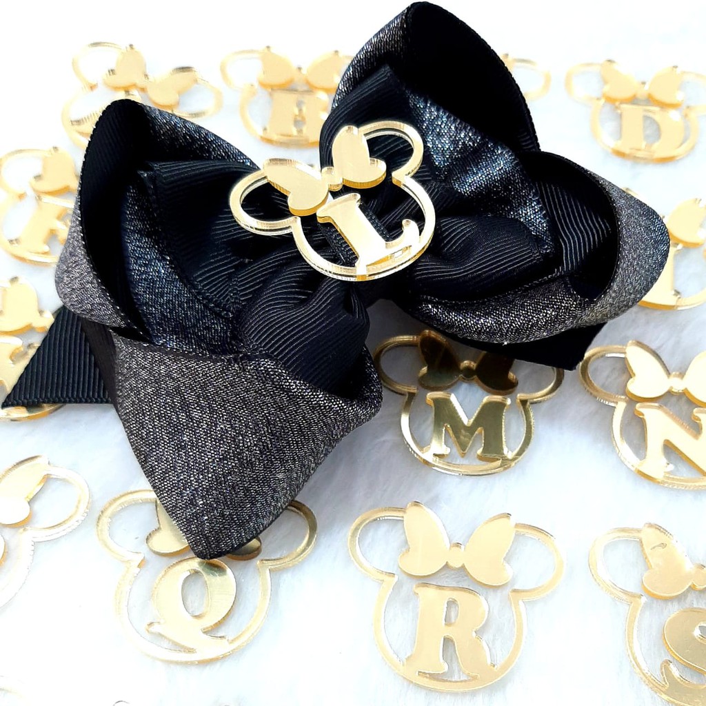Aplique Minnie Mouse com letra  Acrílico Espelhado Dourado 20 Peças em Oferta na Shopee