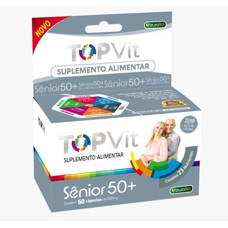 Vitamina A-Z Top Vit Sênior 50+ 60cáps. 500mg - 2x Mais Concentrada