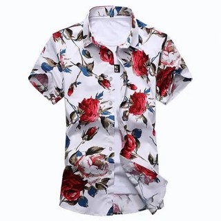 camisa de botao manga curta florida