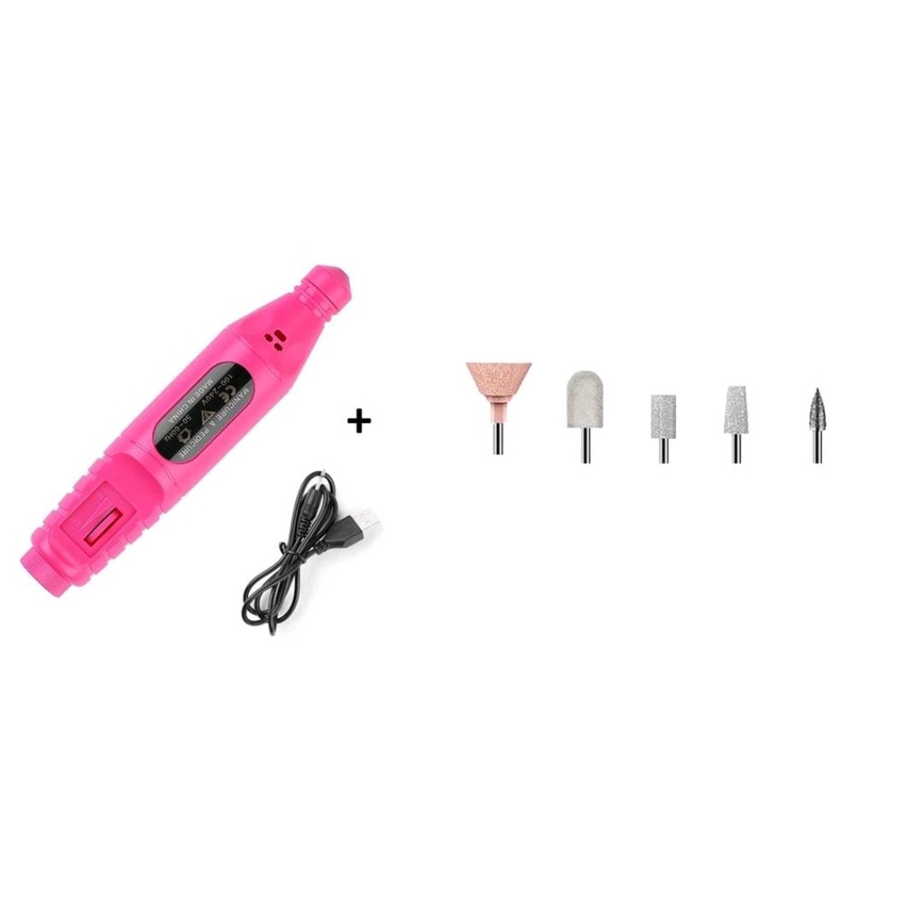 Lixa Usb Recarreg Unha Elétrica Multiuso Profissional Mão Pé Motorzinho ROSA