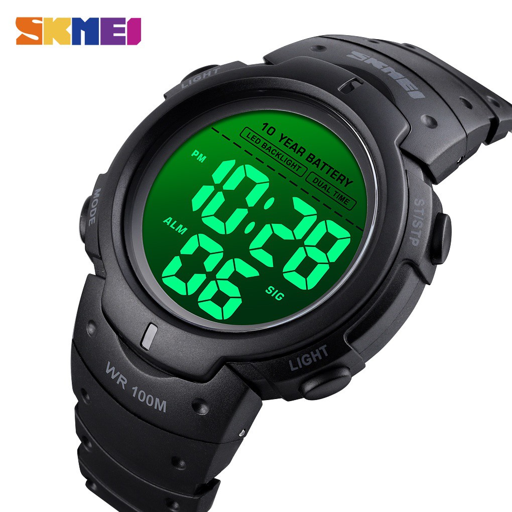 SKMEI 1560 Oficial 10 Anos Da Bateria Dos Homens Relógio 100 M Despertador Esporte Relógios LED Digital À Prova D'água Homem De Pulso - Watches