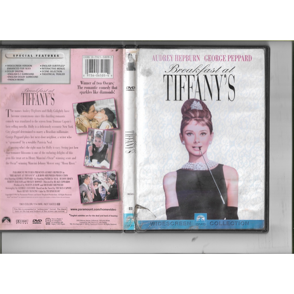 DVD filme Breakfast at TIFFANY'S com Audrey Hepburn e George Peppard - Apenas em INGLÊS - usado e original
