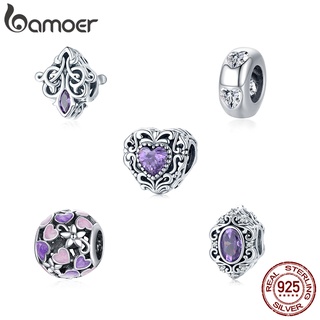 Bamoer Charme Prata 925 Design Amor Miçangas Zircônio Para Pulseira Colar Faça Você Mesmo Acessórios De Moda
