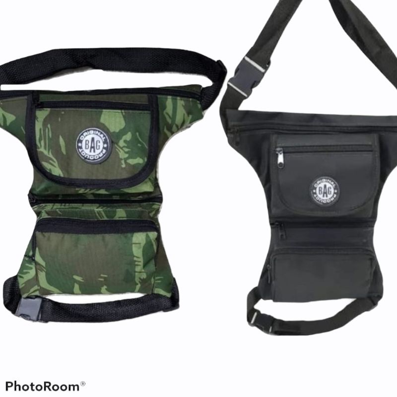 Pochete Cartucheira De Perna, Motoboy, Camping Paintball Camuflada e Preta