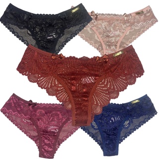 Kit 5 Calcinha Joyce em Renda com Laços e Detalhes na Renda para Atacado e Revenda