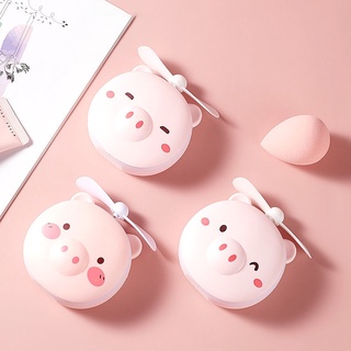 Porco adorável.  Rosa leitão leque espelho de maquiagem com espelho pequeno luz mini portátil de carregamento espelho de beleza espelho de preenchimento de luz