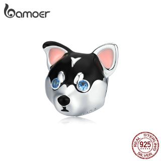 BAMOER Husky Charm Fit For 925 Silver Original Bangle Diy