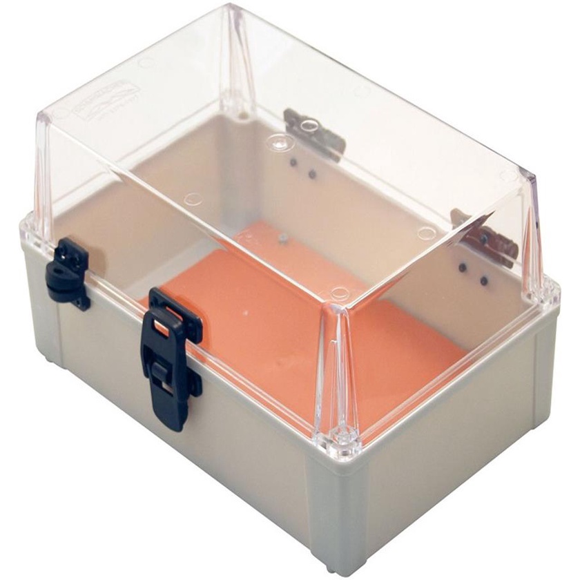 Caixa Plástica montagem quadro de painel elétrico Transparente com Dobradiça - fecho e suporte para cadeado 280x180x140mm
