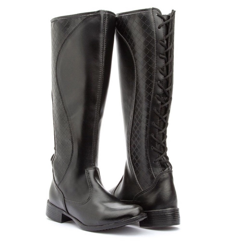 Bota Montaria Feminina Confort de Amarrar Ajustável Outono Inverno