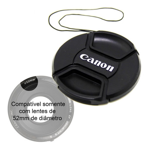Tampa Canon Lente 50mm Diametro 52mm Frontal Com Logotipo