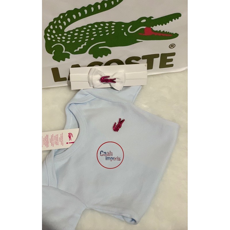 Kit Body Lacinho Bebe Lacoste Logo Rosa Beecost