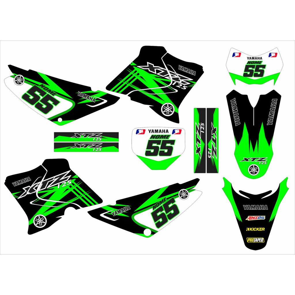 Kit Adesivo Moto Cross Trilha Xtz 250 Lander Verde Lm216