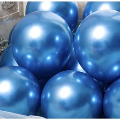 25~100 BALÕES BEXIGA METALIZADO PLATINO CROMADO LÁTEX NÚMERO 9 PARA BUBBLE BALÃO AZUL OFF(CHOCO)