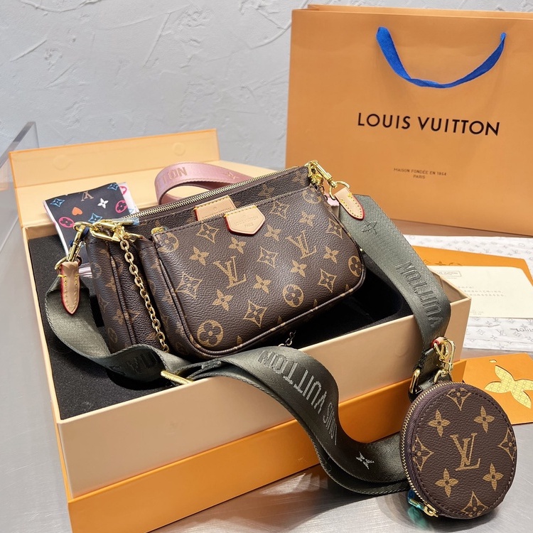 LV Louis Vuitton Bolsa De Ombro Feminina Quadrada Pequena De Renda  Presbiopia - Escorrega o Preço