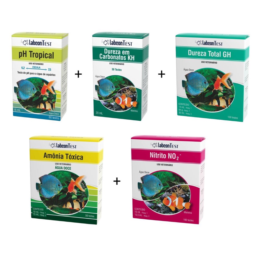 ALCON Labcon Test Kit para Aquário de Água Doce (pH Tropical, KH, GH, NH3 - Amônia e NO2 - Nitrito)