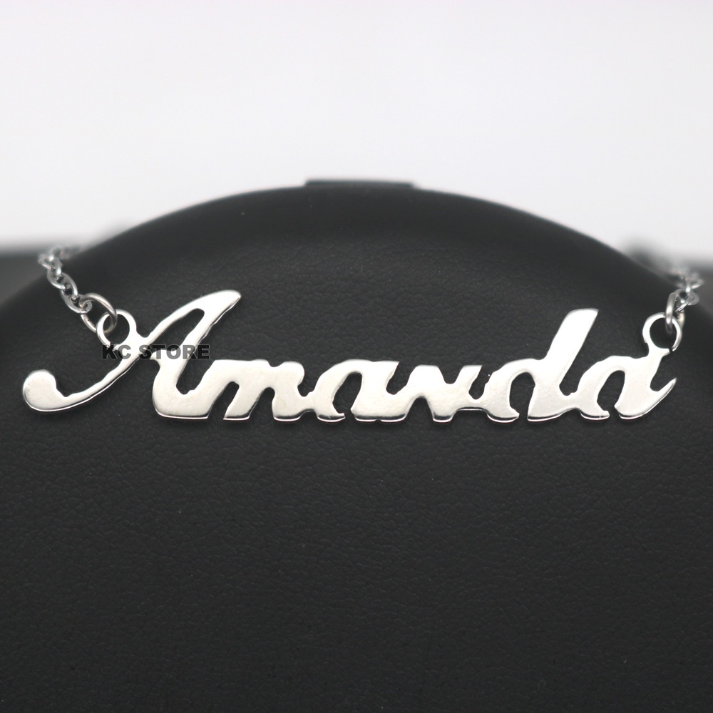 Colar corrente de Nome Personalizado nome Amanda em aço inox antialérgico prata prateado feminino adulto infantil menina mulher